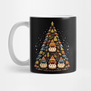 Christmas tree with cats, funny art illustration. Mug